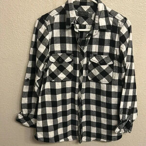 Five Brother Women Black Buffalo Check Long Sleeve Flannel Size Medium